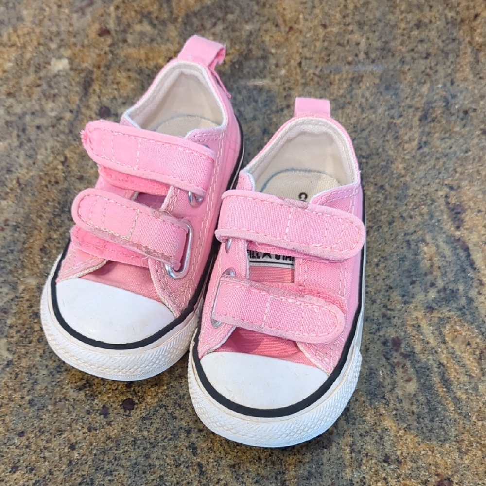 Converse Pink Sneakers with Velcro Straps and Rubber Toe Cap